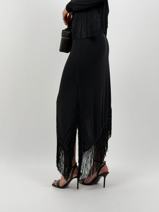 Gonna Lumina Asimmetrica con Frange Nera