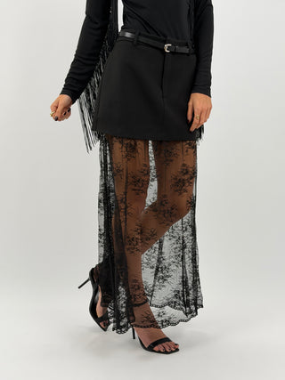 Gonna Lumina con Pizzo Combinata Nera