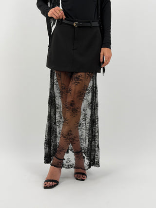 Gonna Lumina con Pizzo Combinata Nera