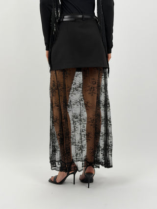 Gonna Lumina con Pizzo Combinata Nera