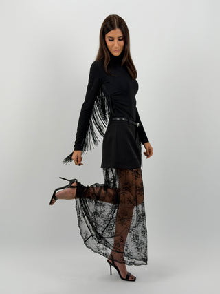 Gonna Lumina con Pizzo Combinata Nera