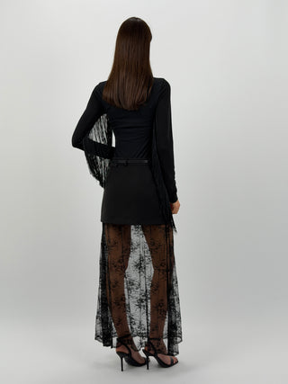 Gonna Lumina con Pizzo Combinata Nera