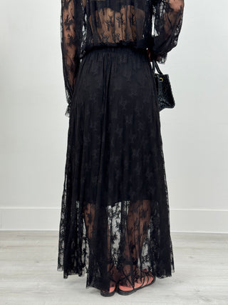Gonna Lunga in Pizzo Flor Nera