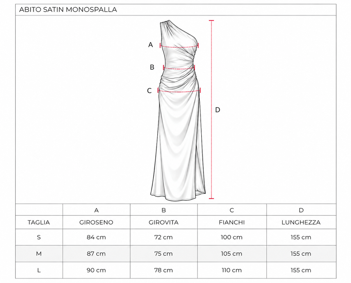 Abito Satin Monospalla Blu – Guida taglie