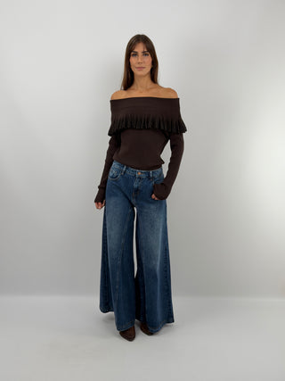 Jeans Wide Leg Lavaggio Medio