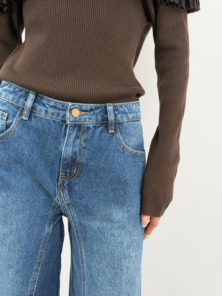 Jeans Wide Leg Lavaggio Medio