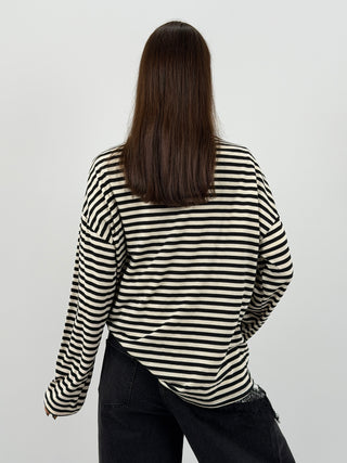 Maglia in Cotone a Righe Bianche e Nere