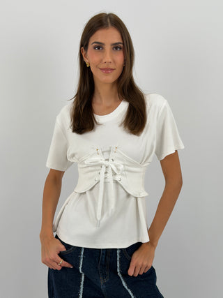 T-Shirt con Bustino Bianca