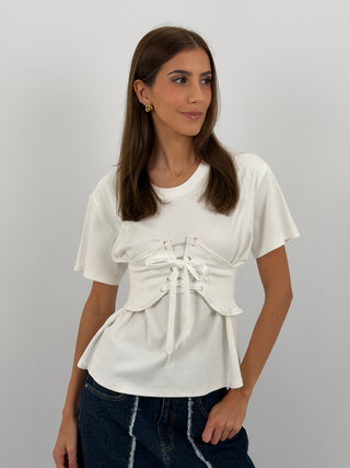 T-Shirt con Bustino Bianca