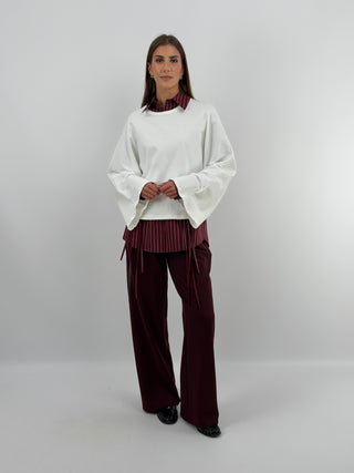 Maglia in Cotone Manica Ampia Bianca