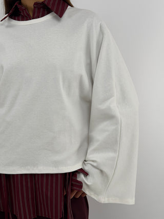 Maglia in Cotone Manica Ampia Bianca