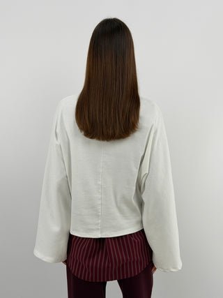 Maglia in Cotone Manica Ampia Bianca