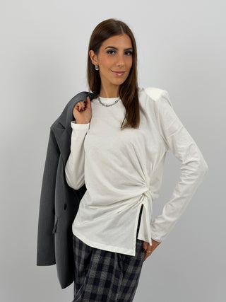 Maglia Lumina con Spalline e Arricciatura Bianca