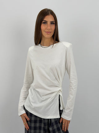 Maglia Lumina con Spalline e Arricciatura Bianca