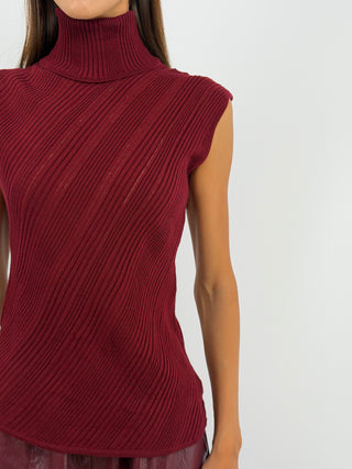 Maglia a Collo Alto Bordeaux