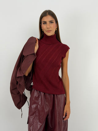 Maglia a Collo Alto Bordeaux