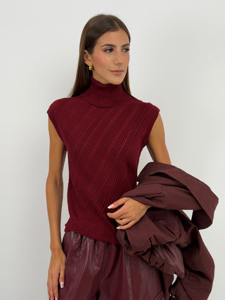 Maglia a Collo Alto Bordeaux