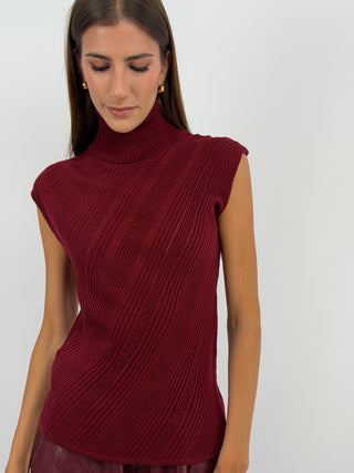 Maglia a Collo Alto Bordeaux