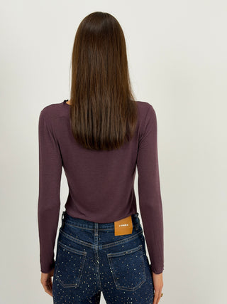 Maglia Ultralight con Cashmere e Pizzo Burgundy