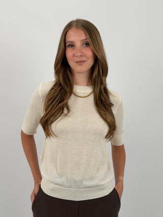 T-Shirt in Maglia Crema