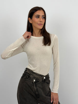 Maglia Ultralight con Cashmere Crema