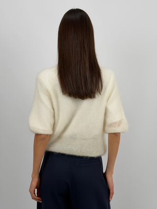 Maglia Kid Mohair Ultrafine a Manica Corta Burro