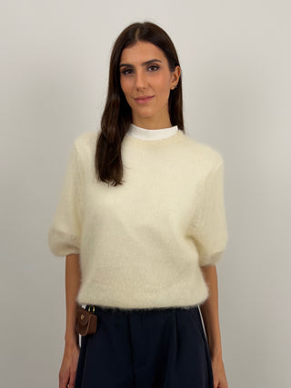 Maglia Kid Mohair Ultrafine a Manica Corta Burro