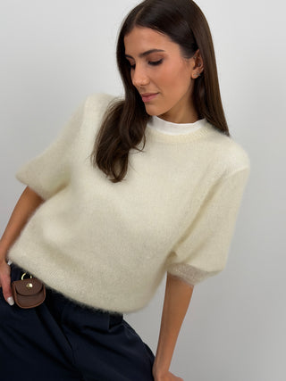 Maglia Kid Mohair Ultrafine a Manica Corta Burro