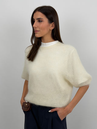 Maglia Kid Mohair Ultrafine a Manica Corta Burro