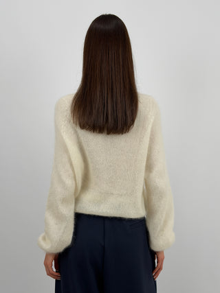 Maglia Kid Mohair Ultrafine a Maniche Lunghe Burro