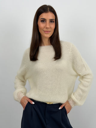 Maglia Kid Mohair Ultrafine a Maniche Lunghe Burro