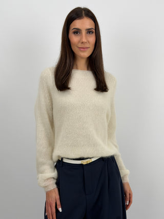 Maglia Kid Mohair Ultrafine a Maniche Lunghe Burro