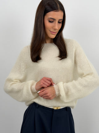 Maglia Kid Mohair Ultrafine a Maniche Lunghe Burro