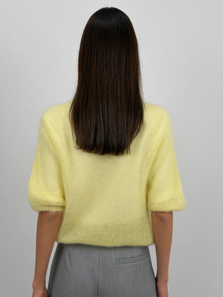 Maglia Kid Mohair Ultrafine a Manica Corta Gialla