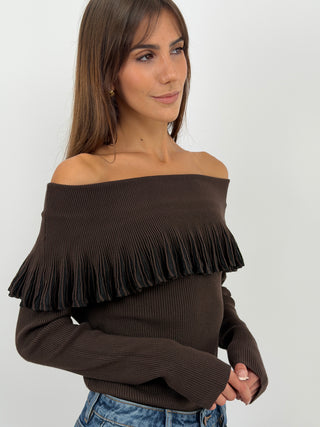 Maglia Spalle Scoperte Marrone