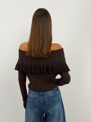 Maglia Spalle Scoperte Marrone
