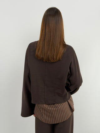 Maglia in Cotone Manica Ampia Marrone
