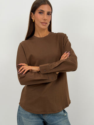 Maglia con Polsini Marrone Lumina
