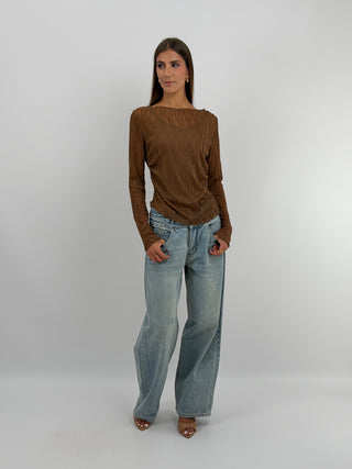 Maglia Waves a Manica Lunga Marrone