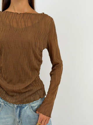 Maglia Waves a Manica Lunga Marrone