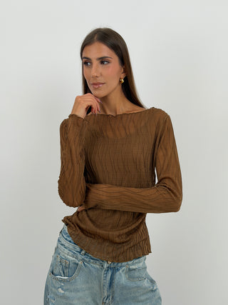 Maglia Waves a Manica Lunga Marrone