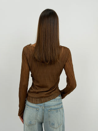 Maglia Waves a Manica Lunga Marrone