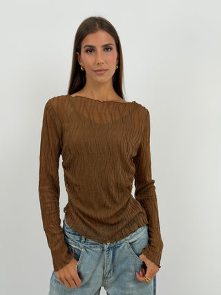 Maglia Waves a Manica Lunga Marrone