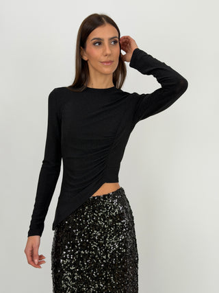 Maglia Lurex Asimmetrica Nera