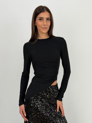 Maglia Lurex Asimmetrica Nera