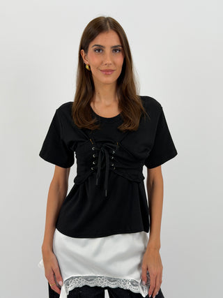 T-Shirt con Bustino Nera
