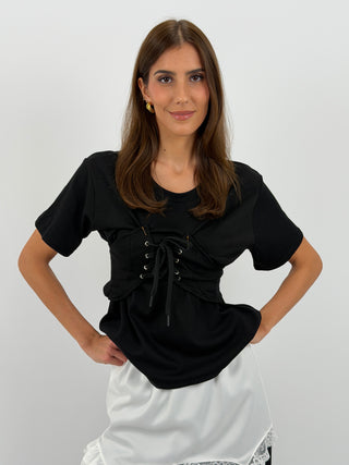 T-Shirt con Bustino Nera