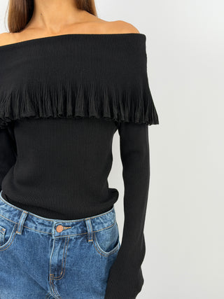 Maglia Spalle Scoperte Nera