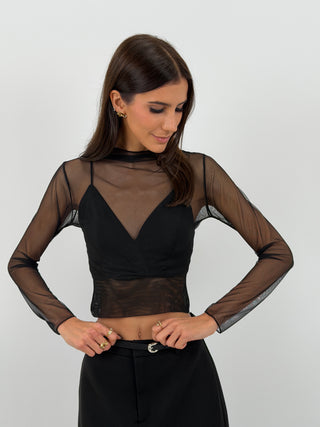 Maglia Velata con Top Nera