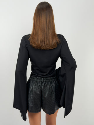 Black Bell Sleeve Top - Lumina